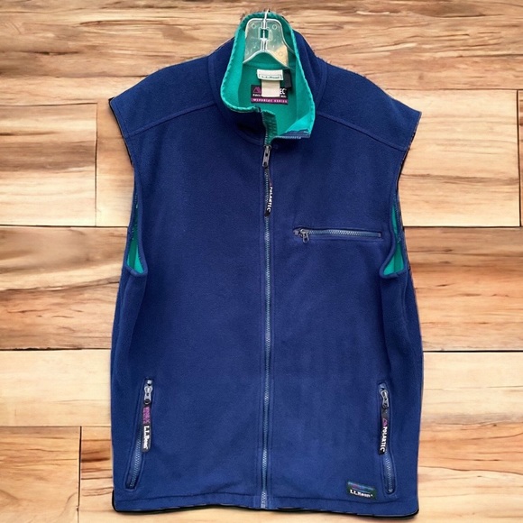 Vintage LL Bean Full Zip Polartec Fleece Vest Windblock Series Blue M - Picture 3 of 12
